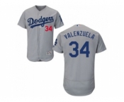 Los Angeles Dodgers #34 Fernando Valenzuela Grey Flexbase Authentic Collection Stitched Baseball Jersey