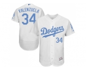 Los Angeles Dodgers #34 Fernando Valenzuela White Flexbase Authentic Collection 2016 Father's Day Stitched Baseball Jersey