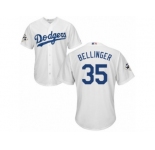 Los Angeles Dodgers #35 Cody Bellinger Replica White Home 2017 World Series Bound Cool Base MLB Jersey