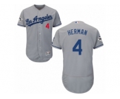Los Angeles Dodgers #4 Babe Herman Authentic Grey Road 2017 World Series Bound Flex Base MLB Jersey