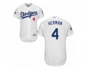 Los Angeles Dodgers #4 Babe Herman Authentic White Home 2017 World Series Bound Flex Base MLB Jersey