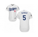 Los Angeles Dodgers #5 Corey Seager Authentic White Home 2017 World Series Bound Flex Base MLB Jersey