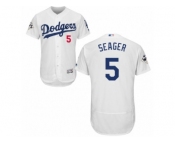 Los Angeles Dodgers #5 Corey Seager Authentic White Home 2017 World Series Bound Flex Base MLB Jersey