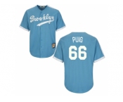 Los Angeles Dodgers #66 Yasiel Puig Light Blue Cooperstown Throwback Stitched Baseball Jersey
