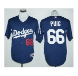 Los Angeles Dodgers #66 Yasiel Puig Navy Blue Cooperstown Stitched Baseball Jersey