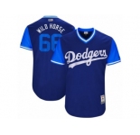 Los Angeles Dodgers #66 Yasiel Puig Wild Horse Authentic Navy Blue 2017 Players Weekend MLB Jersey