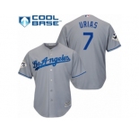 Los Angeles Dodgers #7 Julio Urias Replica Grey Road 2017 World Series Bound Cool Base MLB Jersey