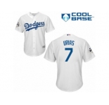 Los Angeles Dodgers #7 Julio Urias Replica White Home 2017 World Series Bound Cool Base MLB Jersey