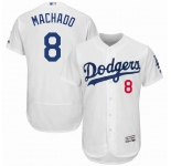 Los Angeles Dodgers #8 Machado White Flexbase Authentic Collection Stitched Baseball Jersey