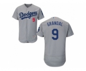 Los Angeles Dodgers #9 Yasmani Grandal Grey Flexbase Authentic Collection Stitched Baseball Jersey