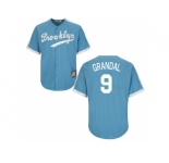 Los Angeles Dodgers #9 Yasmani Grandal Light Blue Cooperstown Throwback Stitched Baseball Jersey