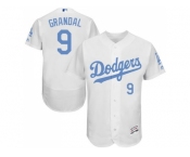 Los Angeles Dodgers #9 Yasmani Grandal White Flexbase Authentic Collection 2016 Father's Day Stitched Baseball Jersey