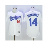 MLB Men Los Angeles Dodgers #14 Enrique Hernandez White Flexbase Authentic Collection Stitched Baseball Jersey