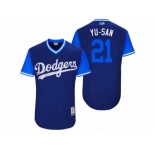 Men 2017 Little League World Series Players Weekend Los Angeles Dodgers Yu Darvish #21 Yu-San Royal Nickname Jersey