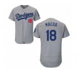 Men Los Angeles Dodgers #18 Kenta Maeda Majestic Gray Flexbase Authentic Collection Player Jersey