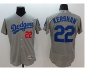 Men Los Angeles Dodgers #22 Clayton Kershaw Majestic Gray Flexbase Authentic Collection Player Jersey