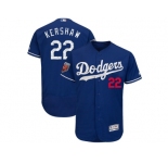 Men Los Angeles Dodgers #22 Clayton Kershaw Majestic Royal 2018 Spring Training Flex Base Player Jersey