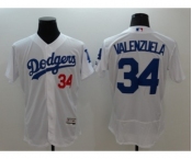 Men Los Angeles Dodgers #34 Fernando Valenzuela Majestic White Flexbase Authentic Collection Player Jersey