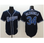 Men Los Angeles Dodgers #34 Fernando Valenzuela Navy Blue New Cool Base Stitched Baseball Jersey