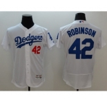 Men Los Angeles Dodgers #42 Jackie Robinson Majestic white Flexbase Authentic Collection Player Jersey
