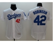 Men Los Angeles Dodgers #42 Jackie Robinson Majestic white Flexbase Authentic Collection Player Jersey