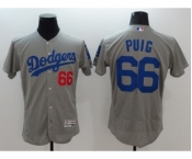 Men Los Angeles Dodgers #66 Yasiel Puig Majestic Gray Flexbase Authentic Collection Player Jersey