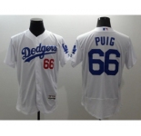 Men Los Angeles Dodgers #66 Yasiel Puig Majestic White Flexbase Authentic Collection Player Jersey