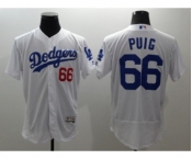 Men Los Angeles Dodgers #66 Yasiel Puig Majestic White Flexbase Authentic Collection Player Jersey