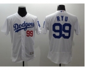 Men Los Angeles Dodgers #99 Hyun-Jin Ryu Majestic White Flexbase Authentic Collection Player Jersey