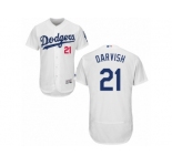 Men Los Angeles Dodgers Yu Darvish #21 White Home Flex Base Jersey