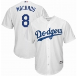 Men Majestic Los Angeles Dodgers #8 Machado Authentic White Cool Base MLB Jersey