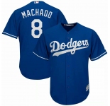 Men Majestic Los Angeles Dodgers #8 Machado Authentic blue Cool Base MLB Jersey