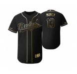 Men's 2019 Golden Edition Los Angeles Dodgers Black #13 Max Muncy Flex Base Jersey