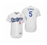 Men's Corey Seager Los Angeles Dodgers #5 White 2019 Mother's Day Flex Base Home Jersey