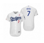 Men's Julio Urias Los Angeles Dodgers #7 White 2019 Mother's Day Flex Base Home Jersey