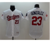 Men's L.A. Dodgers #23 Adrian Gonzalez Majestic White Fashion Stars & Stripes Cool Base Player Jersey