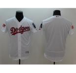 Men's L.A. Dodgers Blank Majestic White Fashion Stars & Stripes Flex Base Jersey