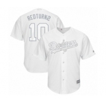 Men's Los Angeles Dodgers #10 Justin Turner Redturn2 Authentic White 2019 Players Weekend Baseball Jersey