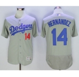Men's Los Angeles Dodgers #14 Hernandez Majestic grey Flexbase Authentic Collection Player Jersey