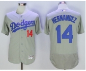 Men's Los Angeles Dodgers #14 Hernandez Majestic grey Flexbase Authentic Collection Player Jersey