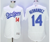 Men's Los Angeles Dodgers #14 Hernandez Majestic white Flexbase Authentic Collection Player Jersey