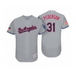 Men's Los Angeles Dodgers #31 Joc Pederson Gray 2017 Independence Day Flex Base Jersey