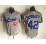 Men's Los Angeles Dodgers #42 Jackie Robinson Majestic Gray Road Flexbase Authentic Collection Player Jersey