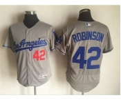 Men's Los Angeles Dodgers #42 Jackie Robinson Majestic Gray Road Flexbase Authentic Collection Player Jersey