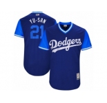 Men's Los Angeles Dodgers Yu Darvish #21 Yu-Saun Majestic Royal 2017 Players Weekend Authentic Jersey