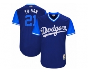 Men's Los Angeles Dodgers Yu Darvish #21 Yu-Saun Majestic Royal 2017 Players Weekend Authentic Jersey