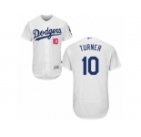 Men's Majestic Los Angeles Dodgers #10 Justin Turner White Flexbase Authentic Collection MLB Jersey
