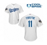 Men's Majestic Los Angeles Dodgers #11 Logan Forsythe Replica White Home Cool Base 2018 World Series MLB Jersey