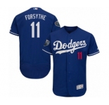 Men's Majestic Los Angeles Dodgers #11 Logan Forsythe Royal Blue Alternate Flex Base Authentic Collection 2018 World Series MLB Jersey