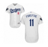 Men's Majestic Los Angeles Dodgers #11 Logan Forsythe White Home Flex Base Authentic Collection 2018 World Series MLB Jersey